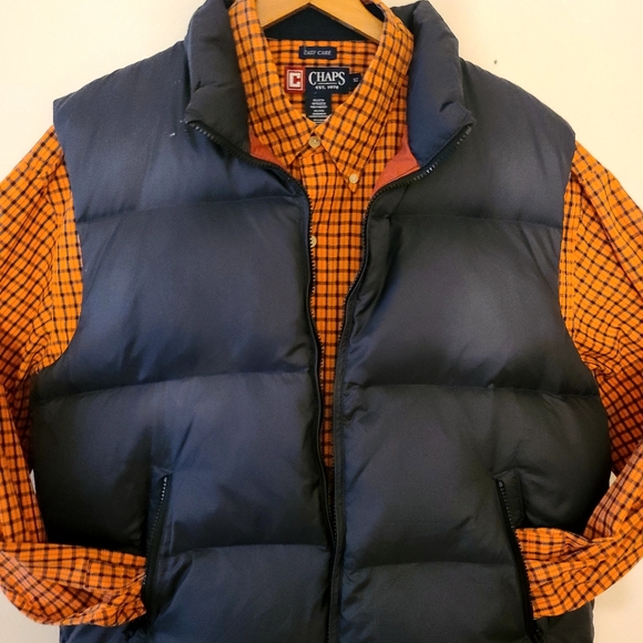 CHAPS XL TALL LONG SLEEVE  BUTTON DOWN SHIRT W/ XL J CREW GOOSE DOWN VEST NWOT - Picture 1 of 12